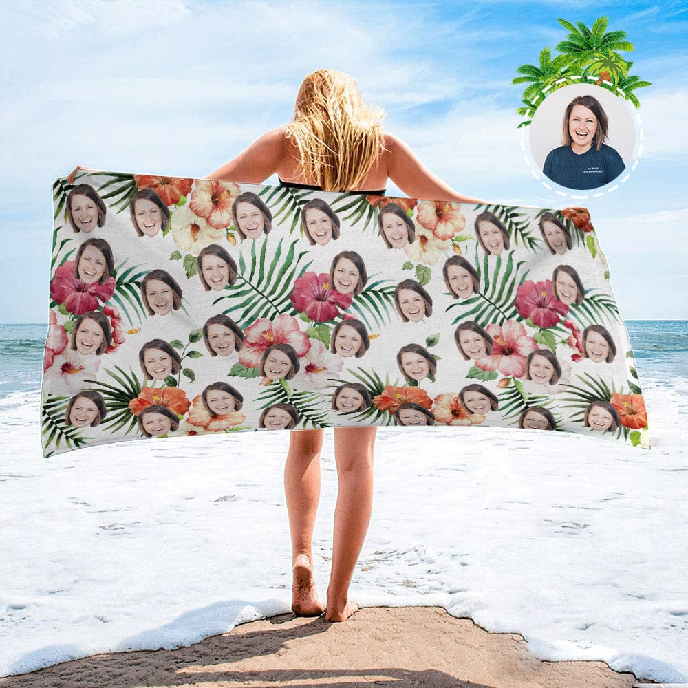 Personalized Beach Towels with Photo Custom Summer Flowers Beach Towel - GiftLab