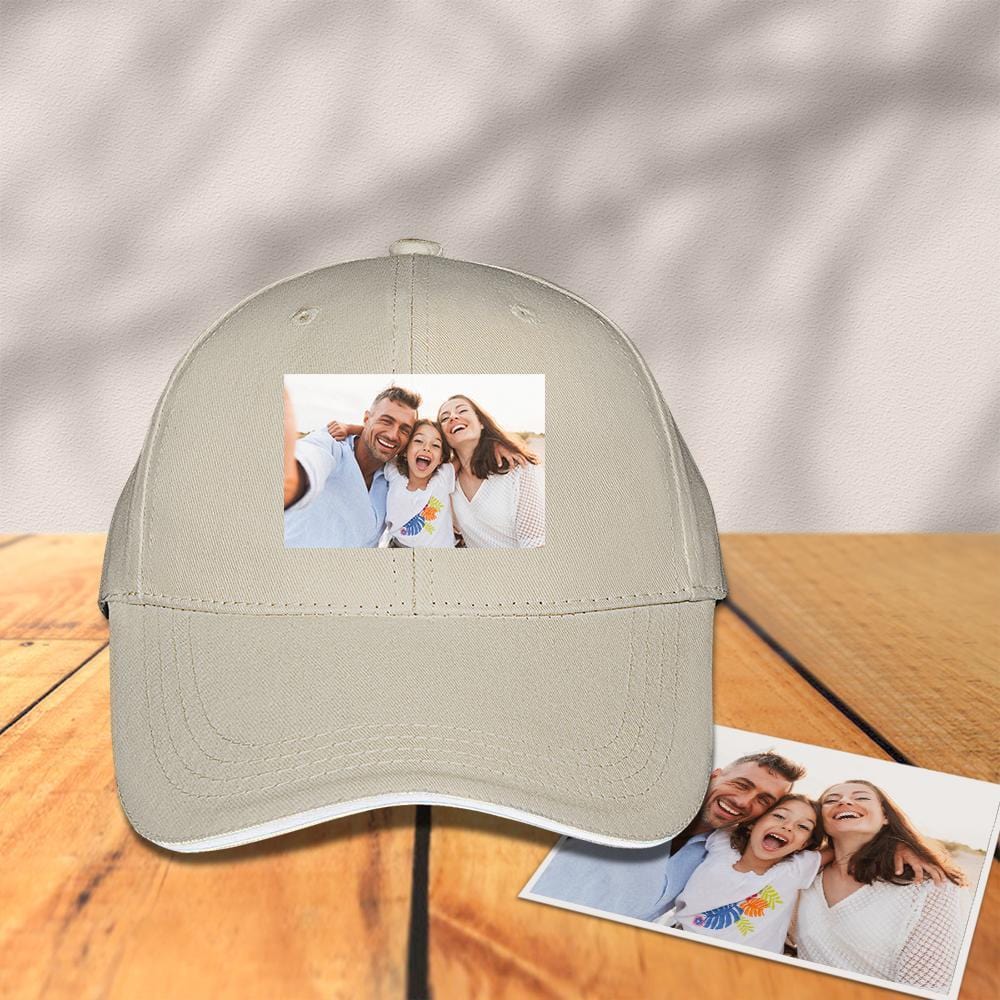 Custom Photo Baseball Cap Khaki Valentine's Day Gifts - Giftlab