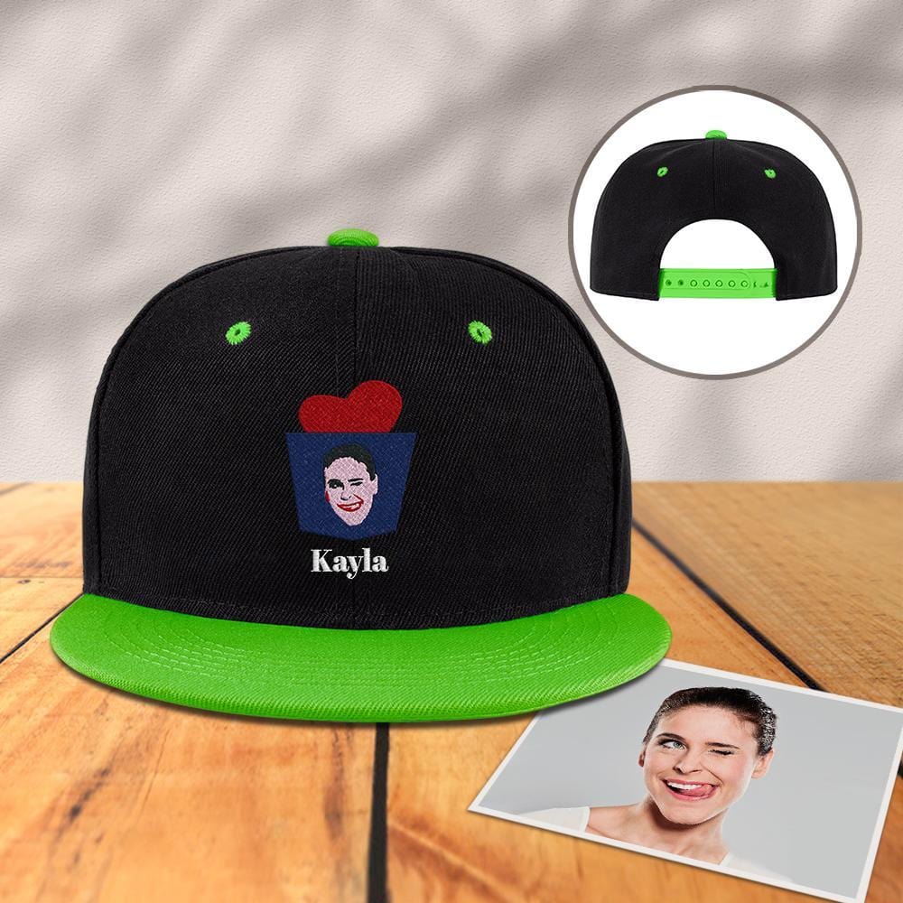 Custom Engraved Photo Baseball Cap Black and Green - Giftlab