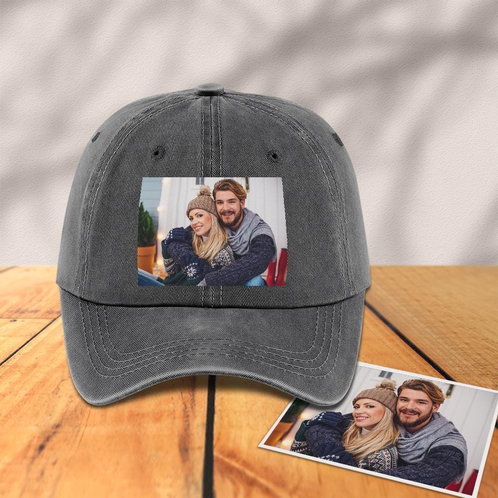 Custom Photo Baseball Cap Valentine's Day Gifts - Grey - Giftlab