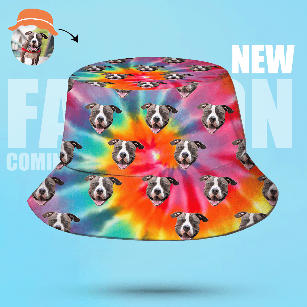Custom Face Bucket Hat 2 Face Personalize Unisex Wide Brim Summer Bucket Hat Gift for Pet Lover - Giftlab