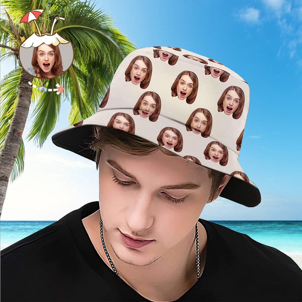 Custom Bucket Hats Face Bucket Hat No Minimum Summer Gift-White - Giftlab