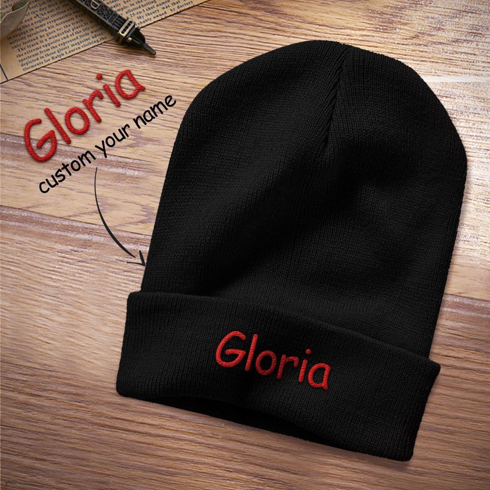 Custom Embroidery Knitted Hat Custom Name Beanie Hat Gift For Couple-4 Colors - Giftlab