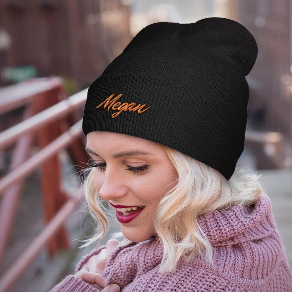 Custom Embroidery Knitted Hat Custom Name Beanie Hat Gift For Couple-4 Colors - Giftlab
