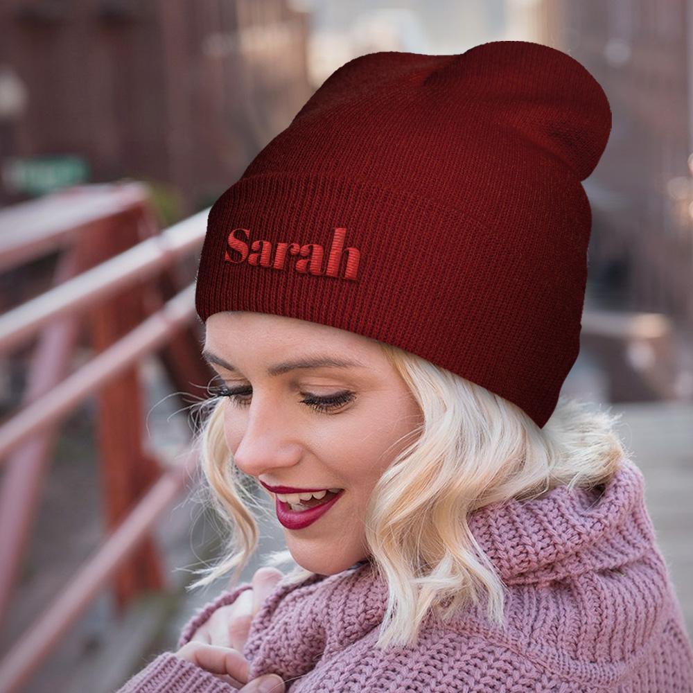 Personalized Knitted Hat Custom Name Beanie Hat Valentine's Day Gifts -4 Colors - Giftlab