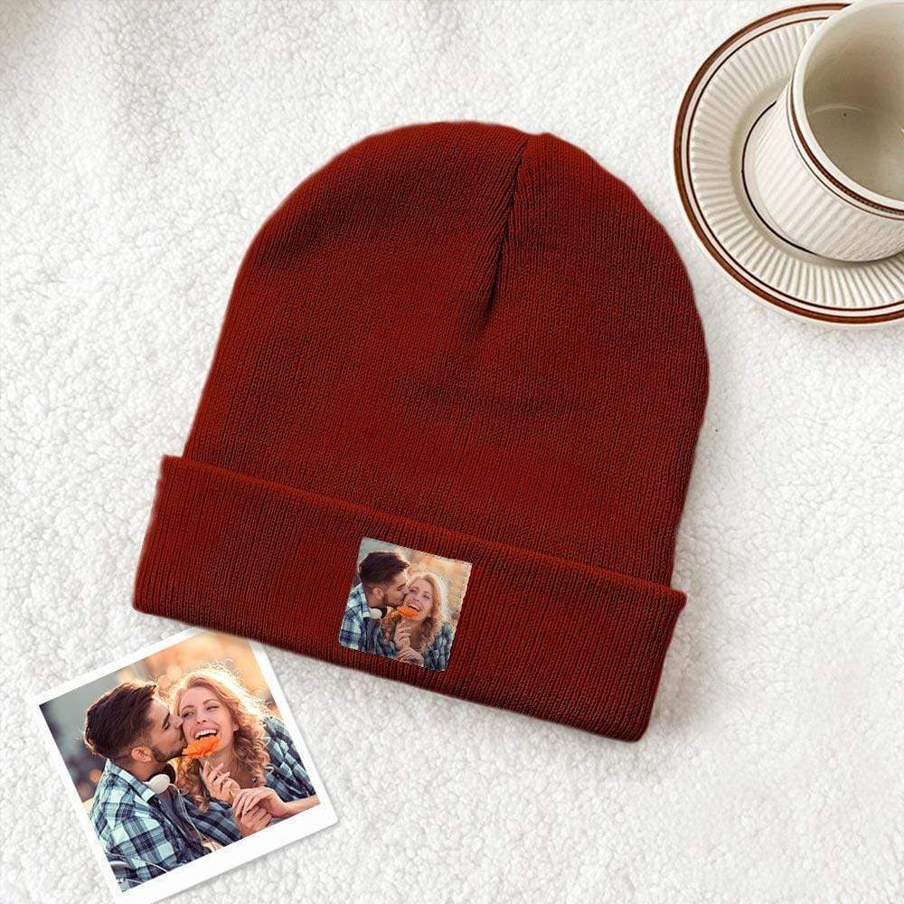 Custom Photo Beanie Hat Custom Knitted Hat Valentine's Day Gifts - 4 Colors - Giftlab