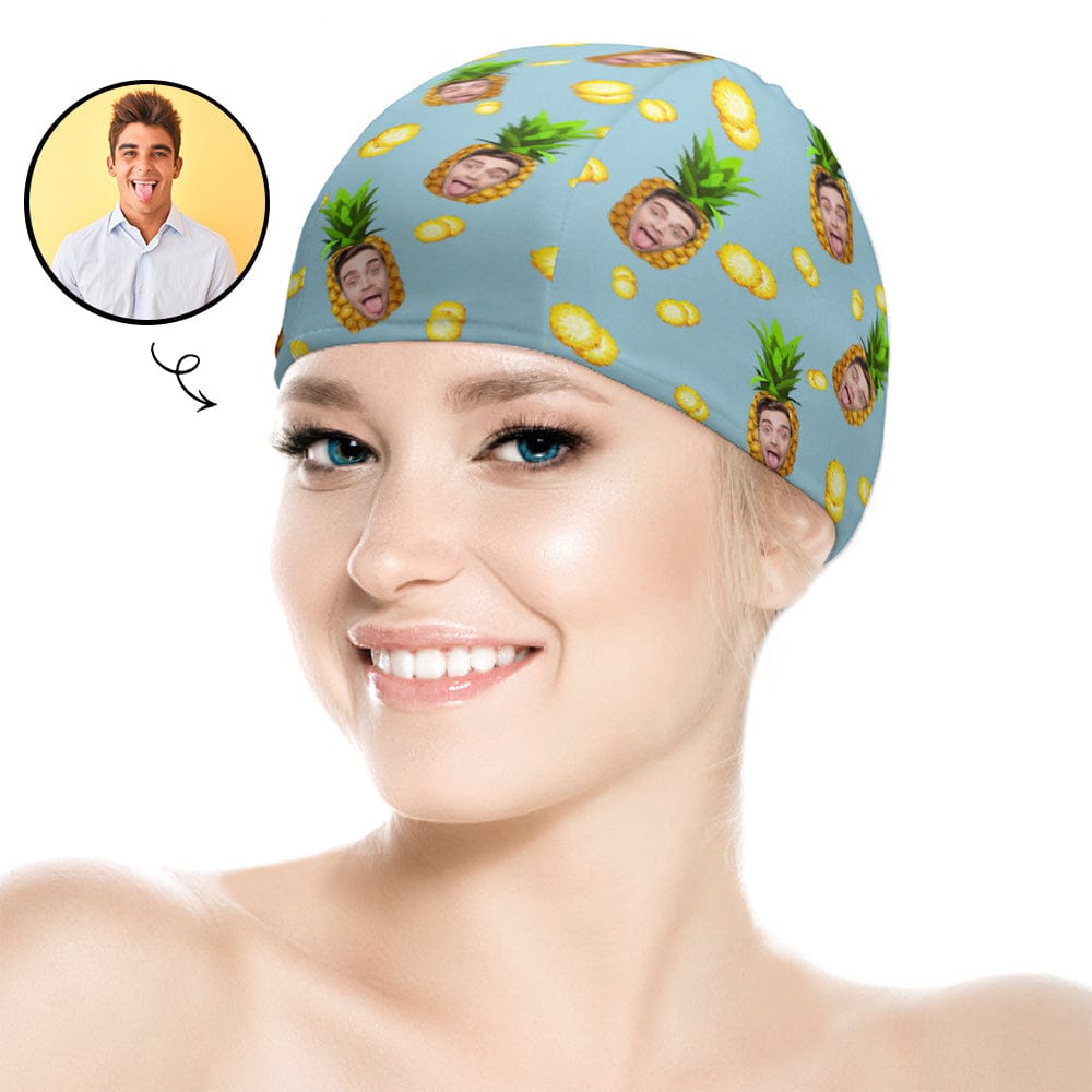 Custom Face Swimming Cap Custom Swimming Cap Pineapple Swim Caps Unisex - Giftlab