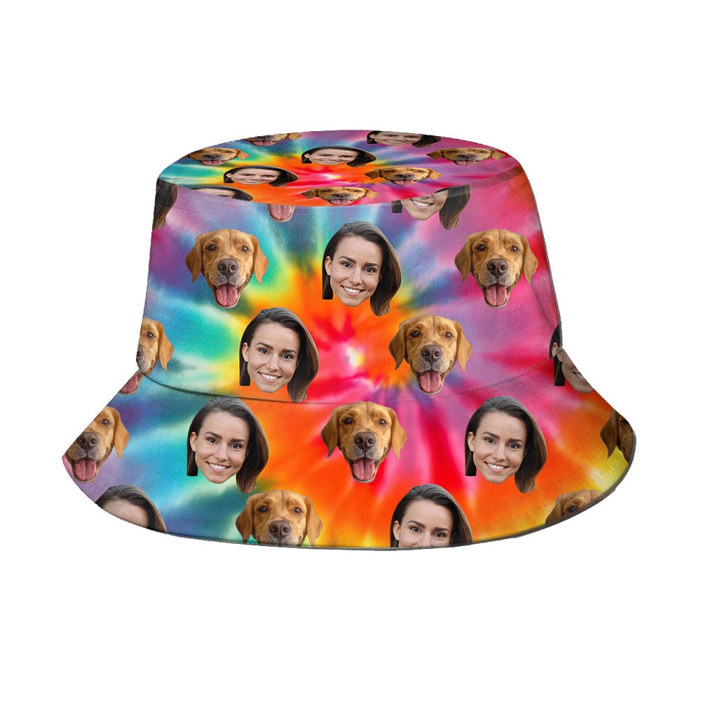 Custom Face Bucket Hat 2 Face Personalize Unisex Wide Brim Summer Bucket Hat Gift for Pet Lover - Giftlab