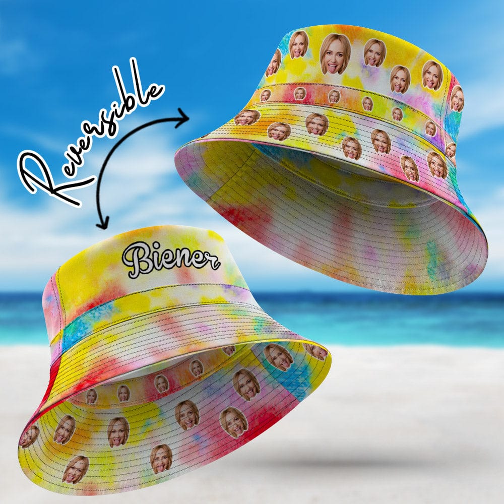 Custom Tie-Dye Bucket Hat Double-Side-Wear Reversible Summer Beach Sun Hat - Giftlab