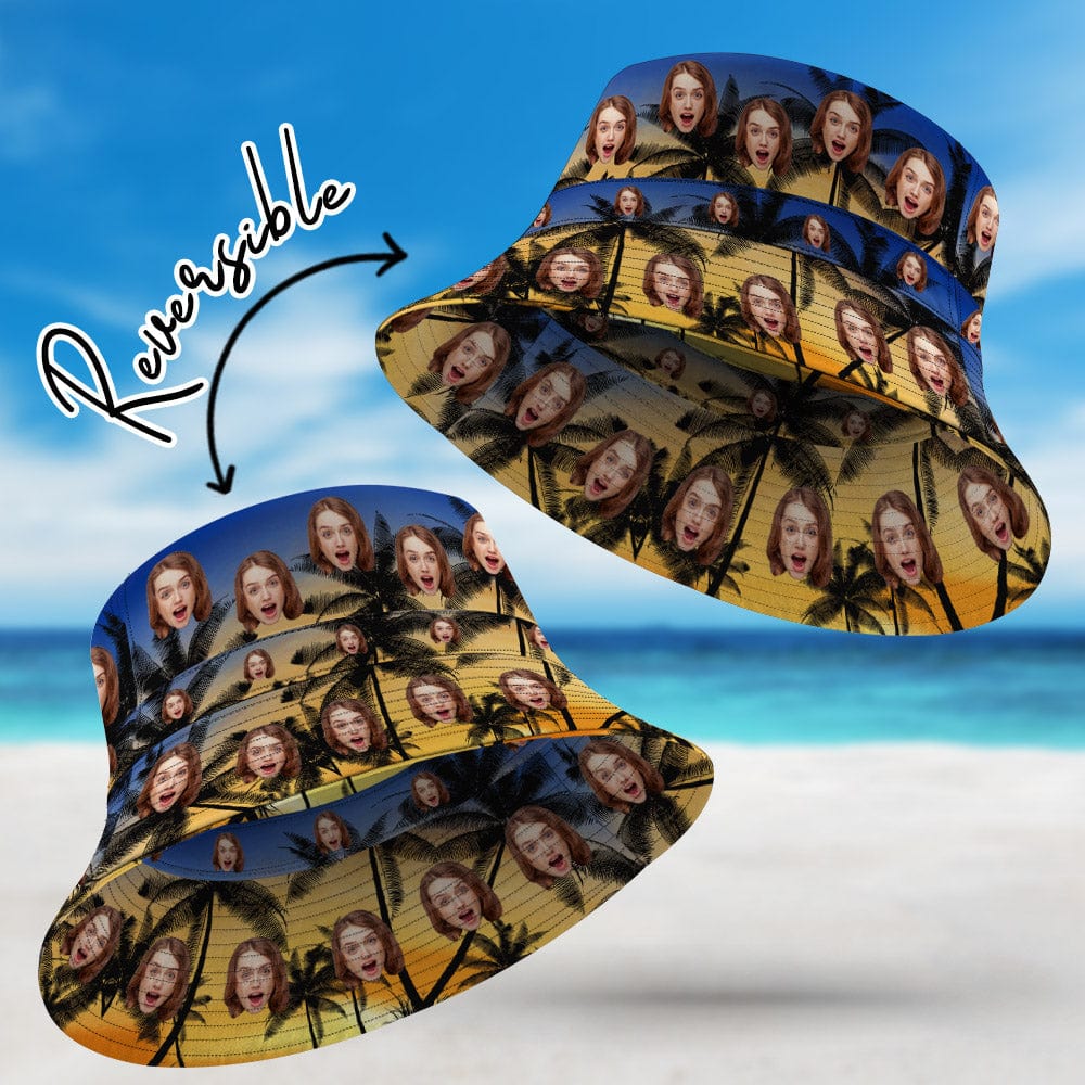 Personalized Bucket Hat Double-Side-Wear Funny Hawaiian Style Reversible Fisherman Hat - Giftlab