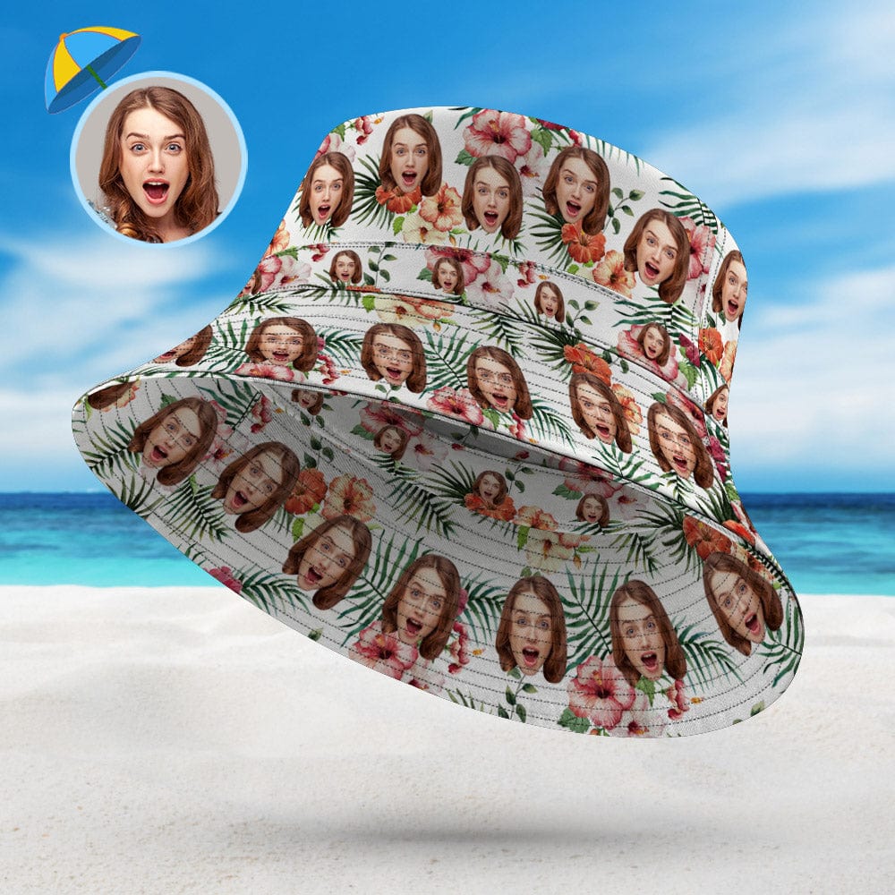Personalized Face Reversible Bucket Hat Hawaiian Style Double-Side-Wear Outdoors Sun Cap - Giftlab
