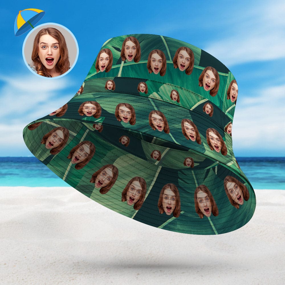 Personalized Face Funny Hawaiian Style Bucket Hat Double-Side-Wear Outdoors Sun Cap - Giftlab