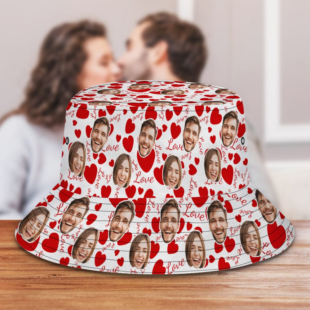 Custom Couples Bucket Hat Personalized Face Fisherman Cap Gifts for Valentine's Day - Giftlab