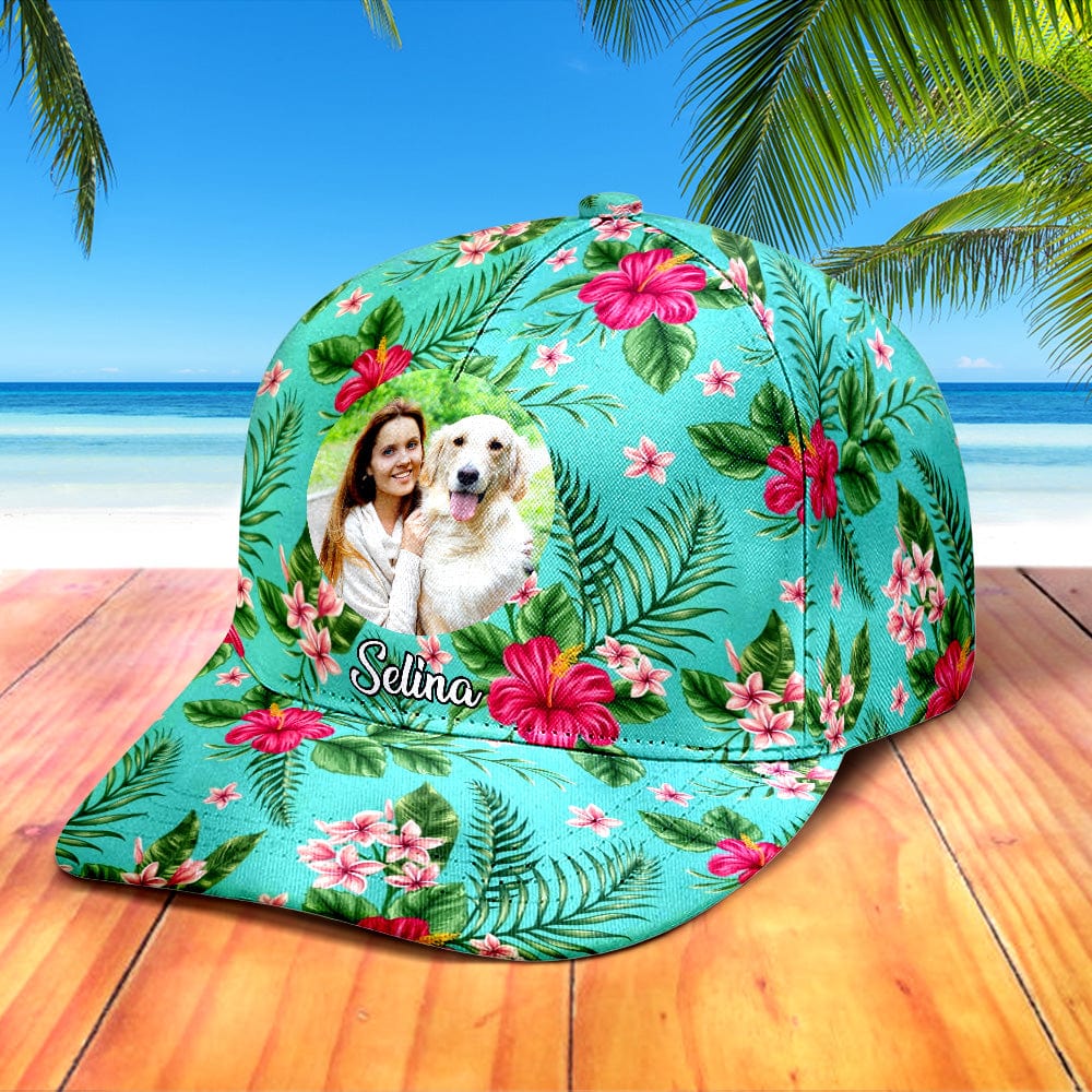 Personalized Photo and Name Hawaiian Style Baseball Cap Gifts for Her - Giftlab