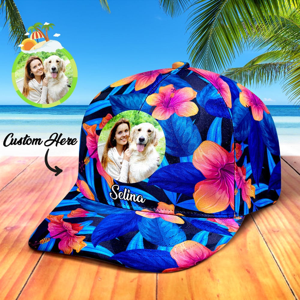 Personalized Photo and Name Hawaiian Style Baseball Cap Gifts for Women Men - Giftlab