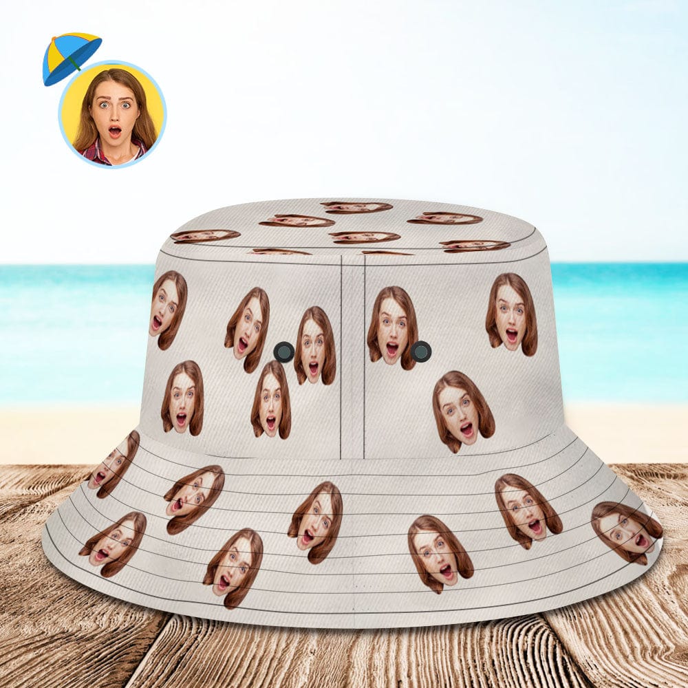 Personalized Bucket Hat Custom Your Face Summer Bucket Hat Unisex Outdoor Cap - Giftlab