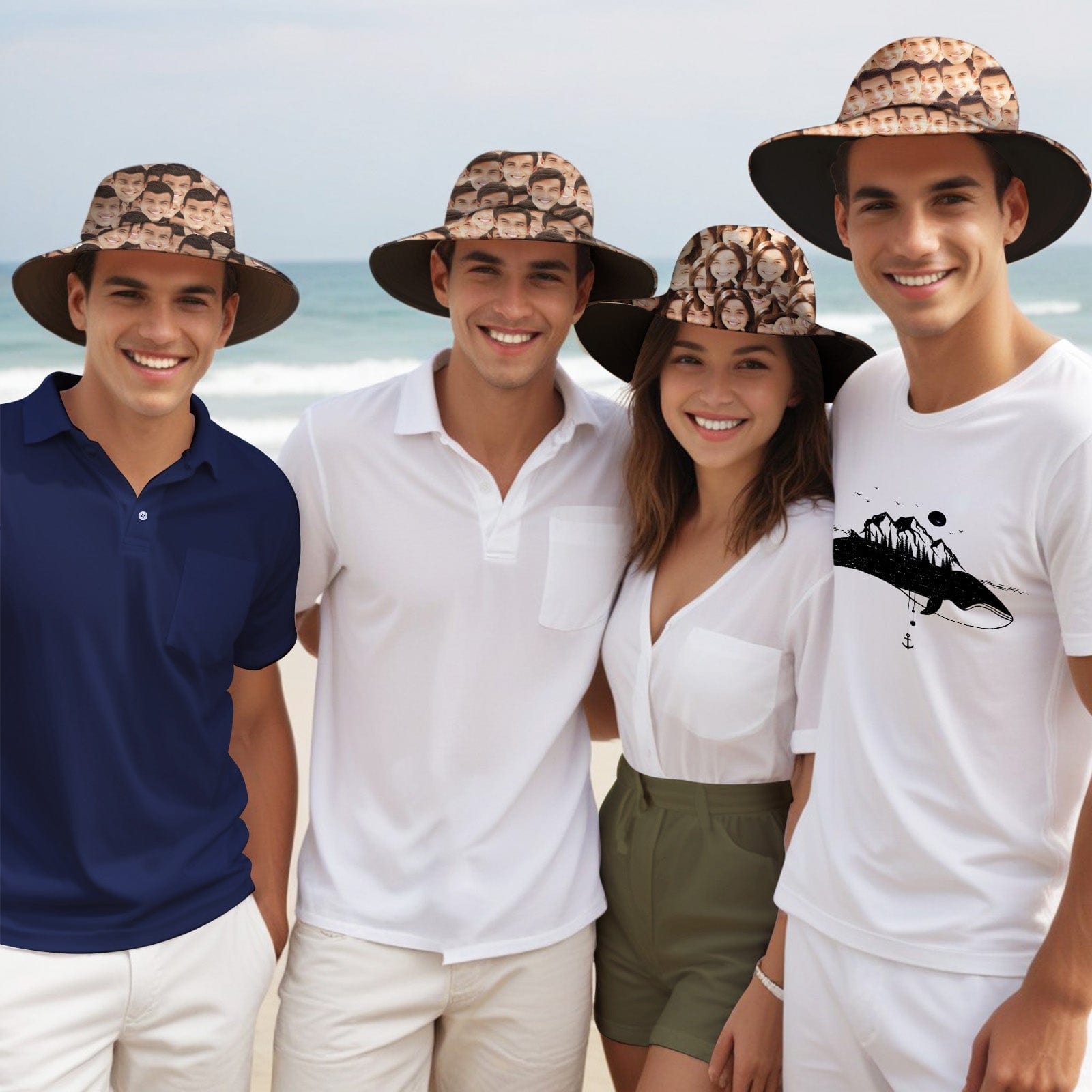 Custom Bucket Hat with Your Face 1&2 Face Unisex Fisherman Cap 6 Size for Company - Giftlab