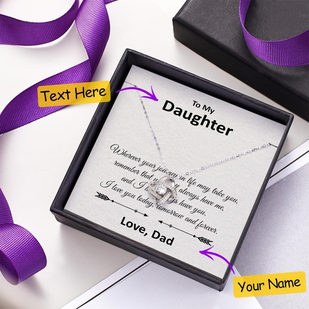 Love Knot Necklace With Personalized Custom Message Card Daughter Gifts - Giftlab