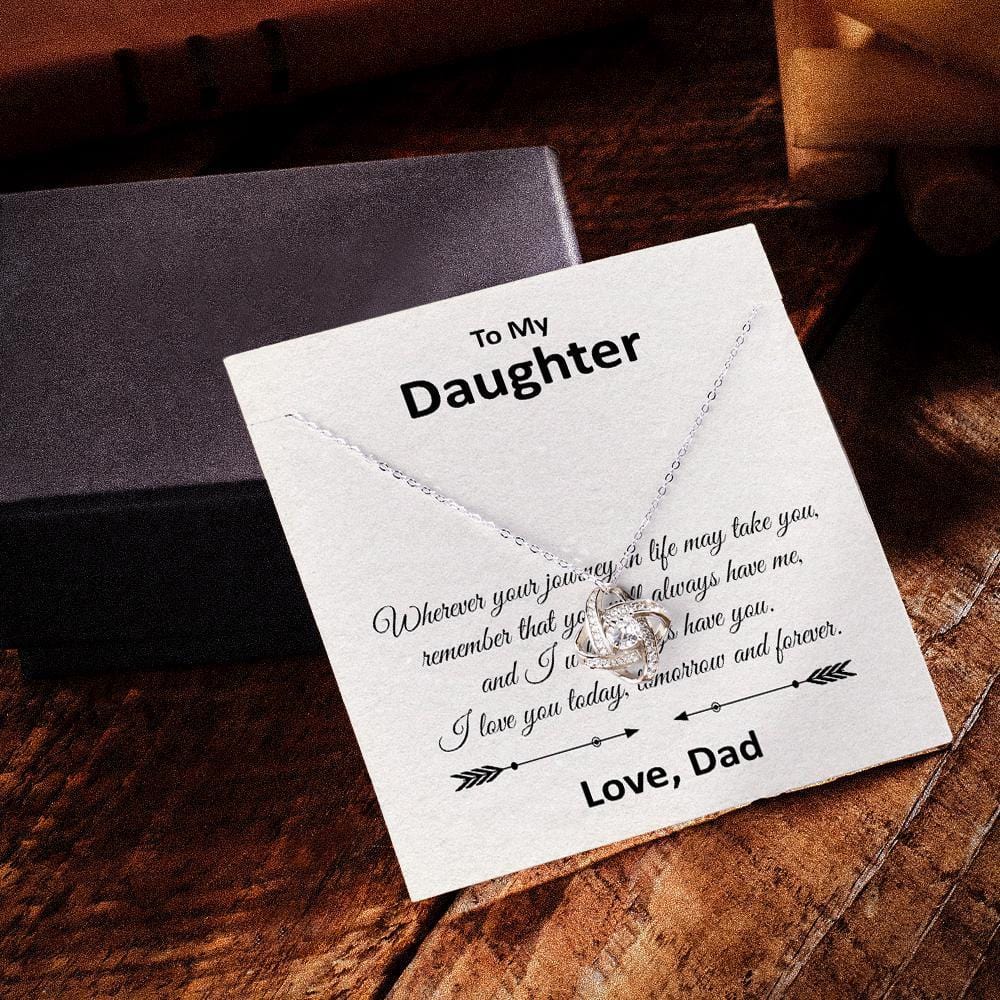 Love Knot Necklace With Personalized Custom Message Card Daughter Gifts - Giftlab