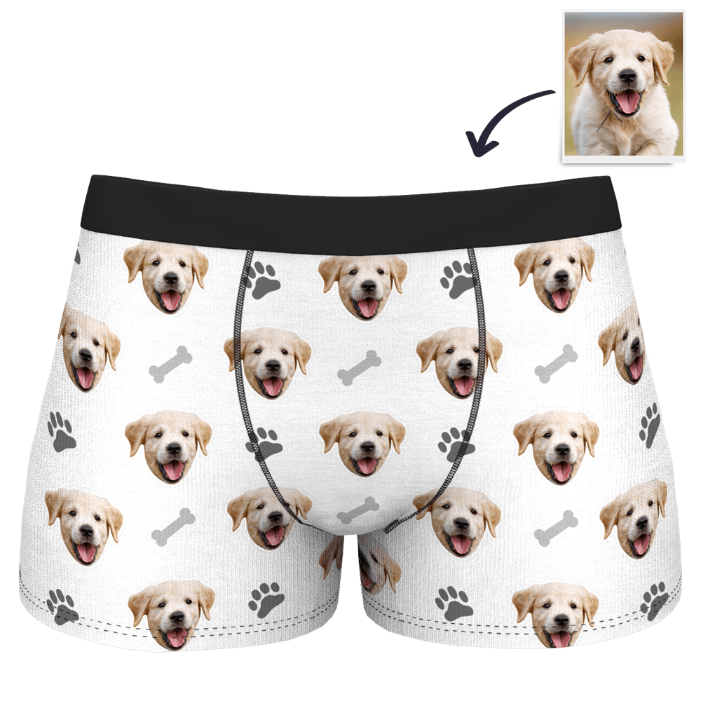 Custom Boxer Shorts with Dog Face Funny Gift For Him - Giftlab
