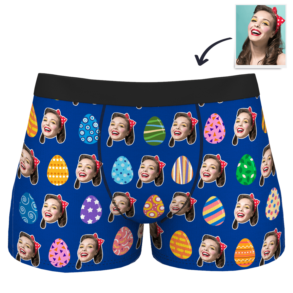 Custom Mens Easter Underwear Easter Egg Boxer Brief with Face For Boyfriend - Giftlab