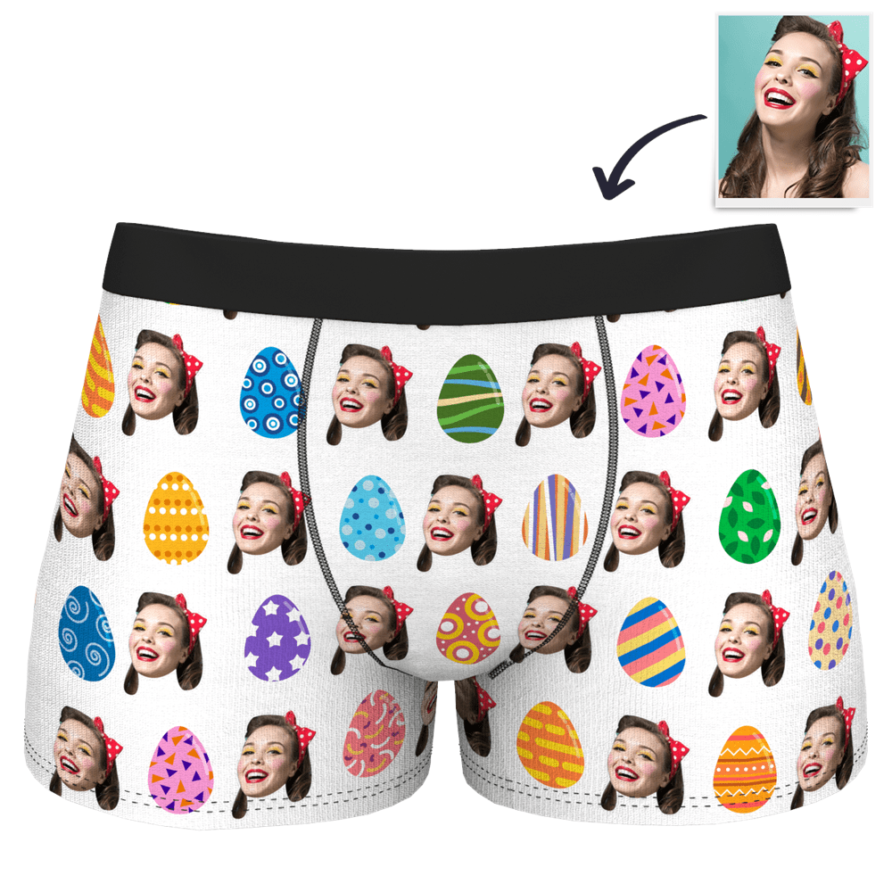 Custom Mens Easter Underwear Easter Egg Boxer Brief with Face For Boyfriend - Giftlab