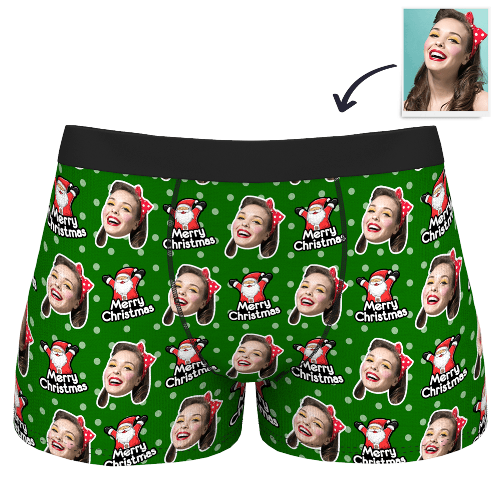 Boxer Brief with Face Christmas Hat - Santa Claus - Giftlab