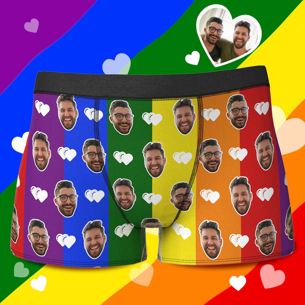 Birthday Gift For Boyfriend RainBow Face Boxer Shorts - Giftlab