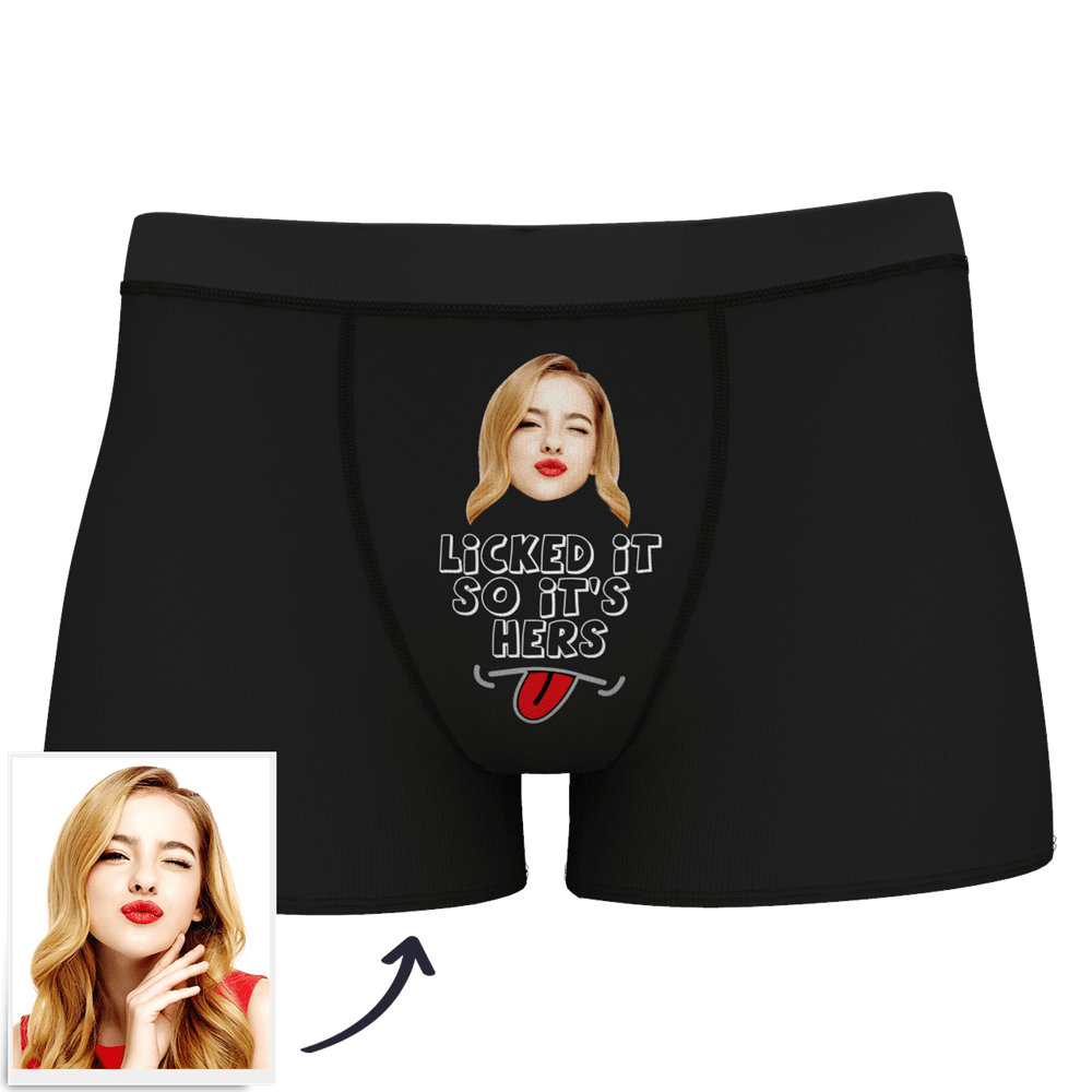 Funny Gift For Husband Custom Boxer - "Licked It So It's Hers" - Giftlab