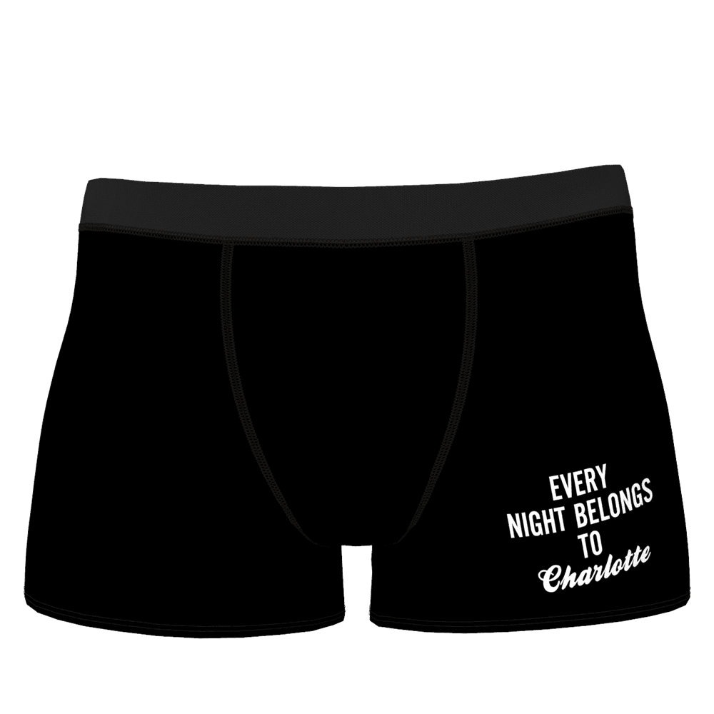 Anniversary Gift Engraved Boxer - "Every Night Belongs to Girlfriend" - Giftlab