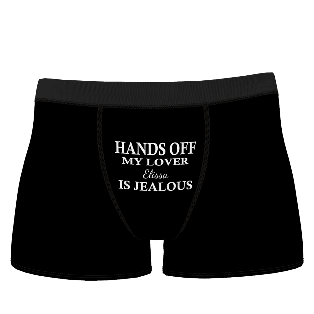 Anniversary Gift Men's Boxer Brief with Name - Hands Off - Giftlab