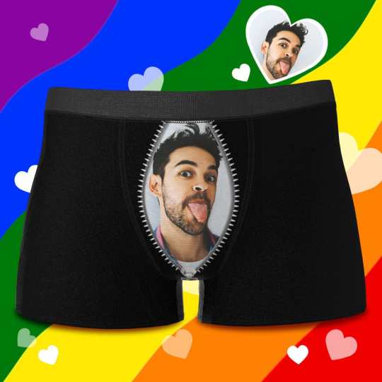 Funny Gift For Gay Friends Custom Boxer -  Zip Face