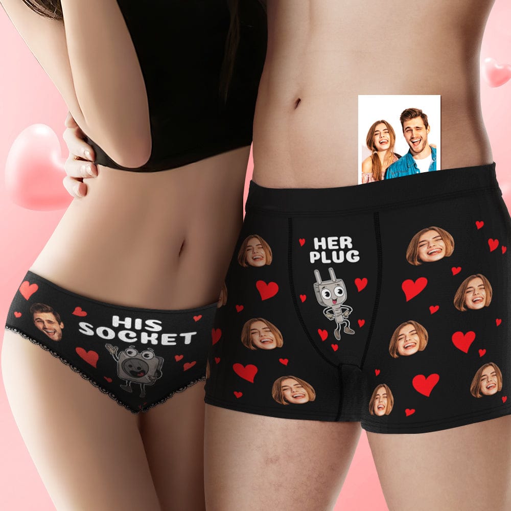 Custom Face Couple Underwear Personalized Boxer Briefs and Panties Valentine's Day Gifts - Giftlab