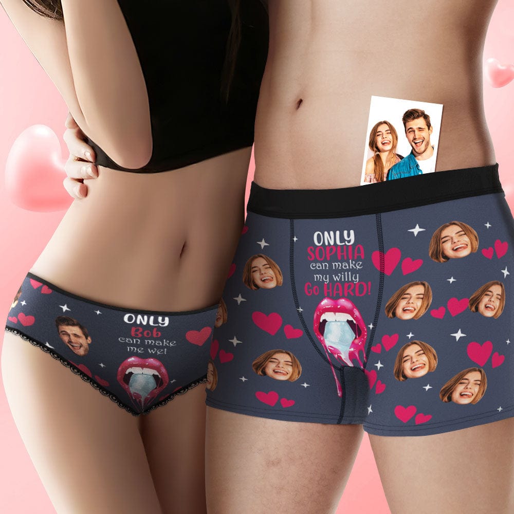 Custom Face Underwear Personalized Funny Couple Boxer Briefs and Panties Valentine's Day Gifts - Giftlab