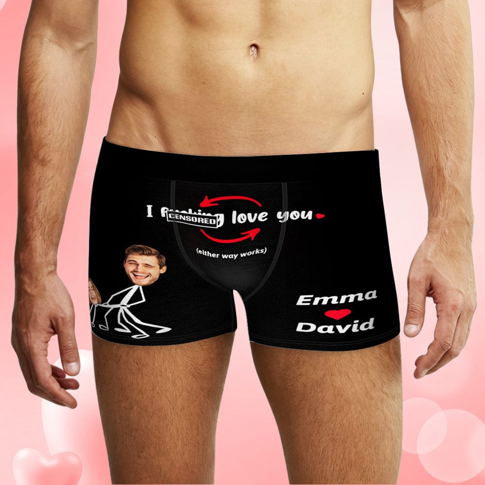 Custom Face Boxer Briefs Personalized Underwear I Love You Valentine's Day Gifts for Him - Giftlab