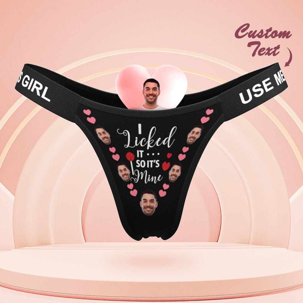 Custom Boyfrined Face Panties I Licked It Personalized Waistband Engraved Thong Naughty Gift for Her - Giftlab