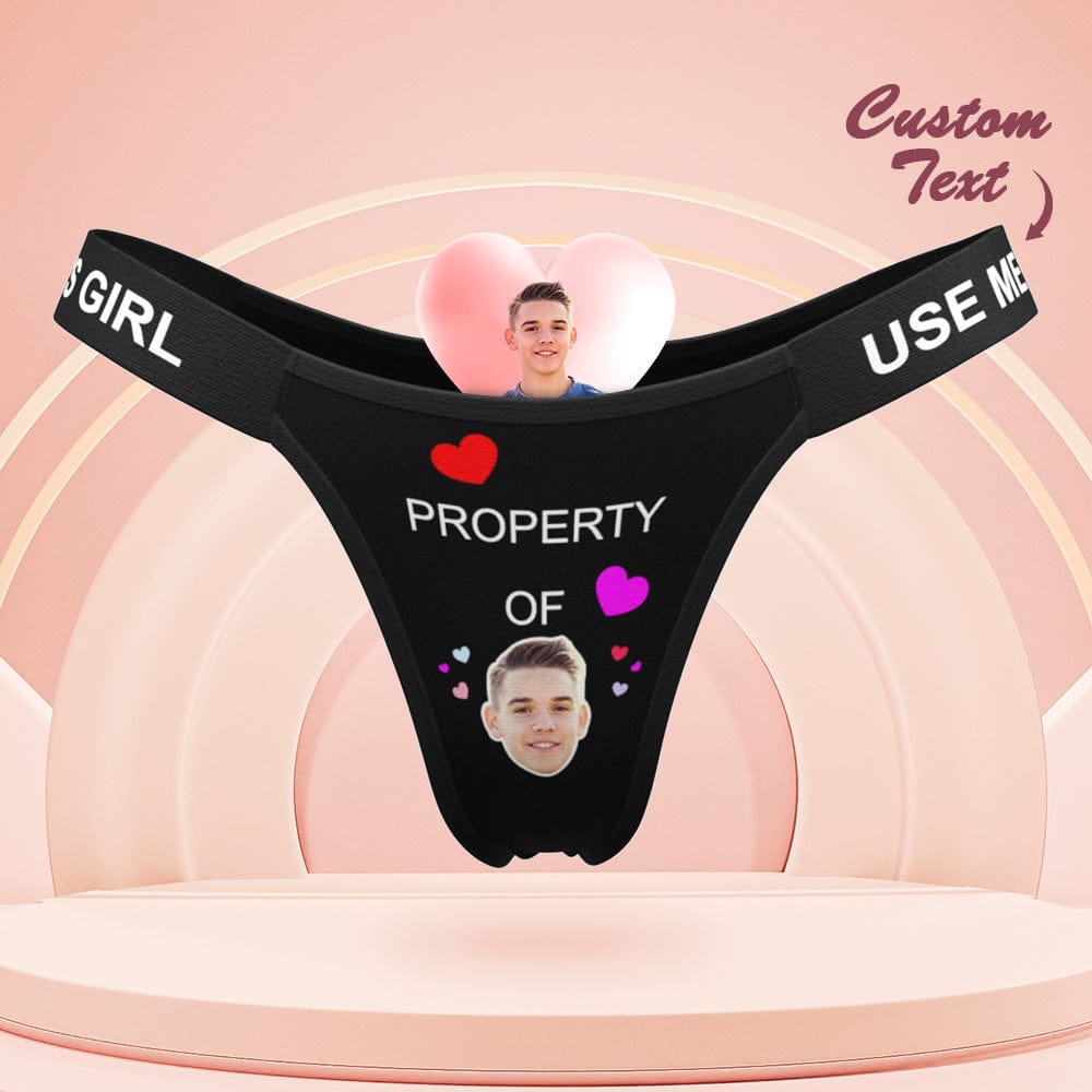 Custom Face Panties Property of You Personalized Waistband Engraved Thong Gift for Her - Giftlab