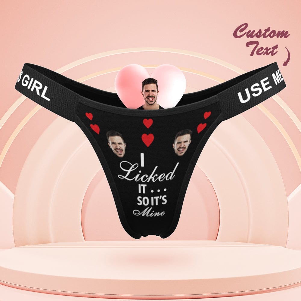 Custom Face Panties I Licked It So It's Mine Personalized Waistband Engraved Thong Gift for Her - Giftlab