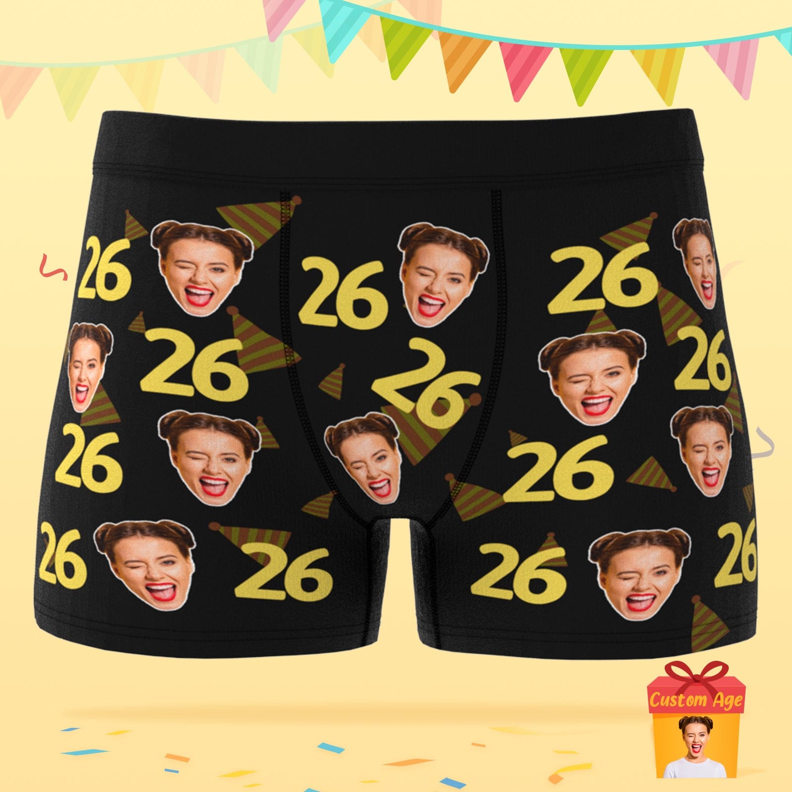 Birthday Gift Personalized Face Boxer Shorts with Age Crazy Gift For Him - Giftlab