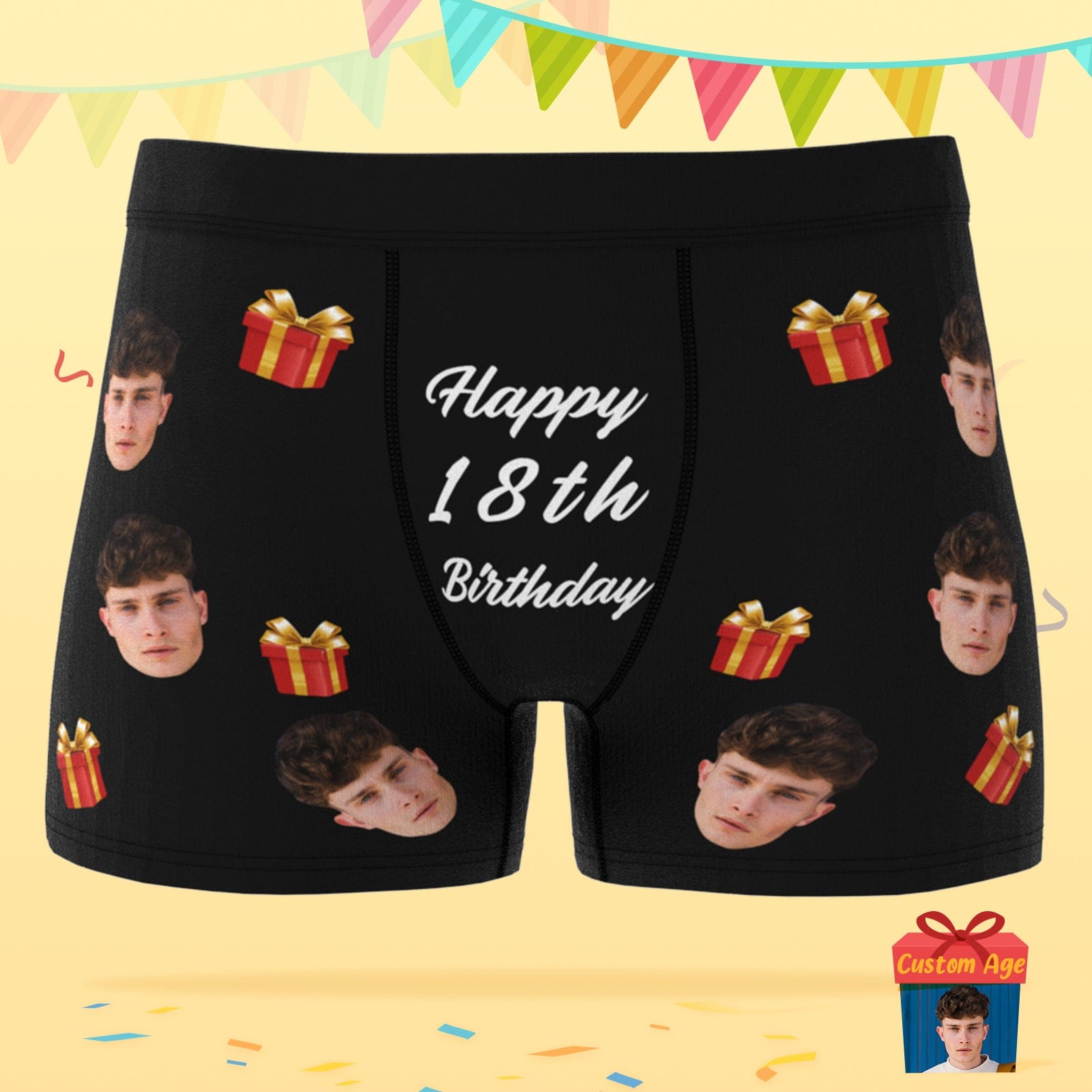 Custom Face Boxer Shorts with Age Birthday Gift for Boyfriend - Giftlab