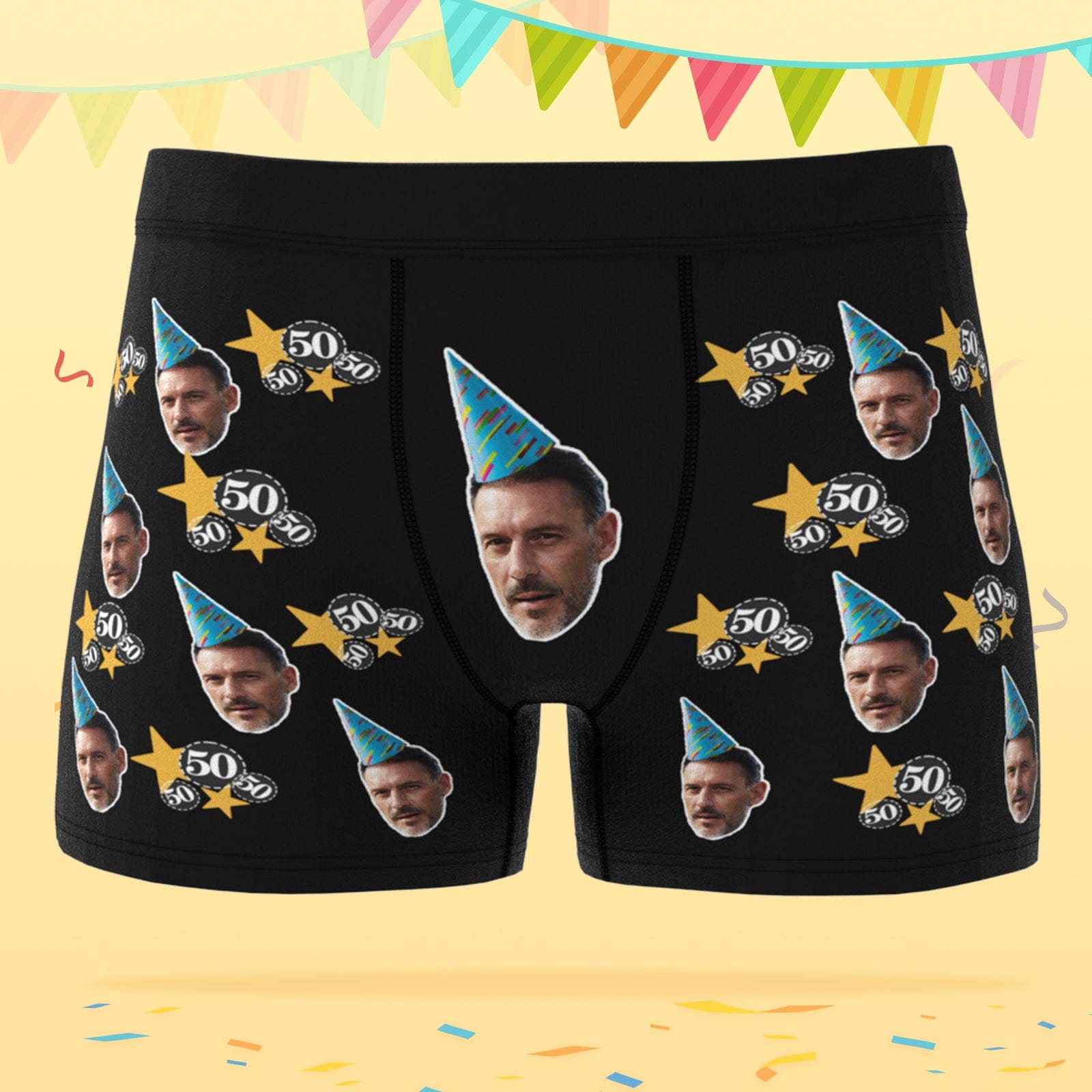 Custom Face Boxer Shorts with Age Personalized Birthday Gift for Husband - Giftlab