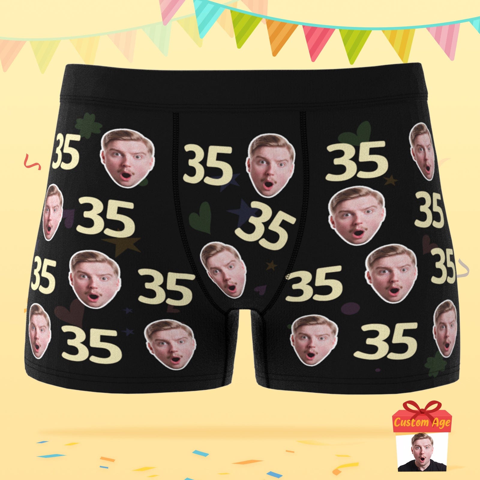 Custom Face Boxer Shorts with Age Personalized Boxer Birthday Gift for Husband - Giftlab