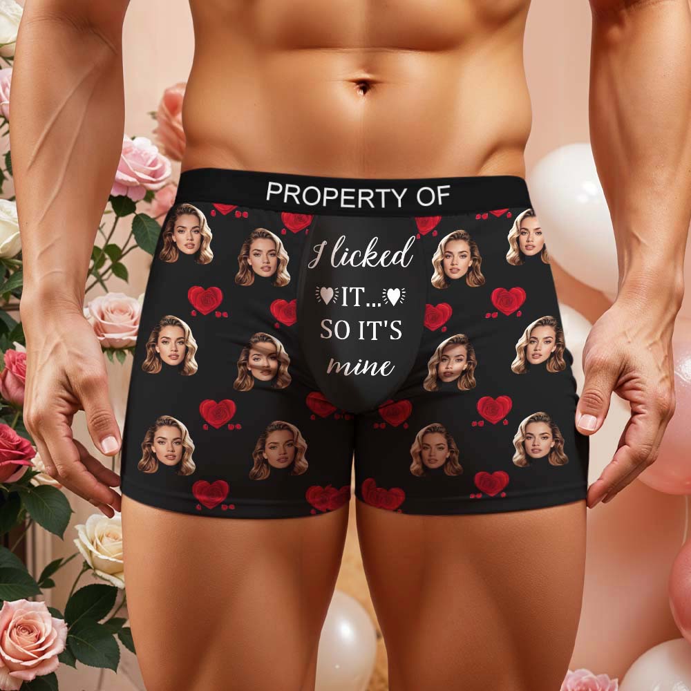 Custom Face & Name Men's Boxer Shorts Underwear Rose Secret Personalized Boxer Briefs for Boyfriend Husband Gift - GiftlabUS