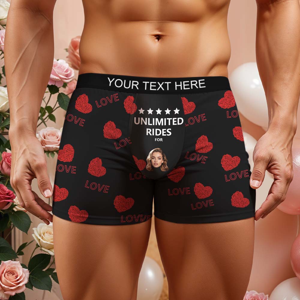 Custom Face Men's Boxer Briefs Personalized Boxers Unlimited Rides Underwear Valentine Gift for Husband - GiftlabUS