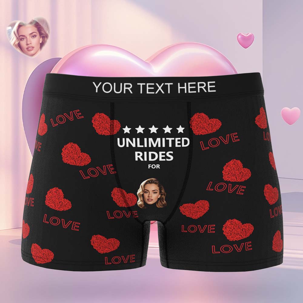 Custom Face Men's Boxer Briefs Personalized Boxers Unlimited Rides Underwear Valentine Gift for Husband - GiftlabUS