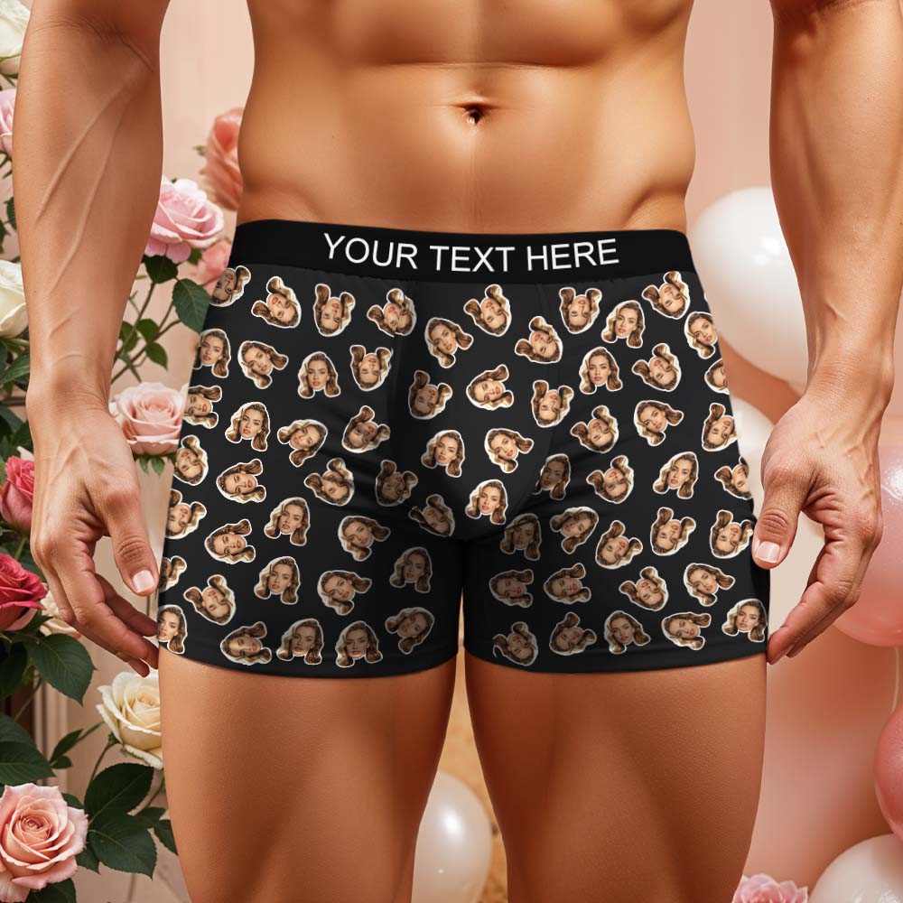Valentine's Gift Custom Mini Face Boxer Personalized Boxer Briefs for Boyfriend - GiftlabUS