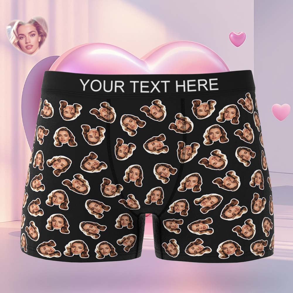 Valentine's Gift Custom Mini Face Boxer Personalized Boxer Briefs for Boyfriend - GiftlabUS