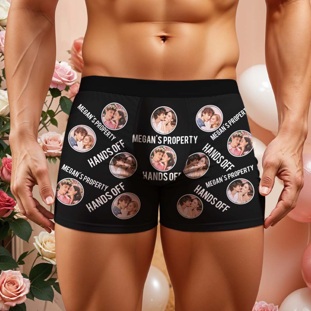Custom Men's Boxer Shorts Personalized Photo Phrase Boxer Briefs with Name Valentine's Day Gift - GiftlabUS