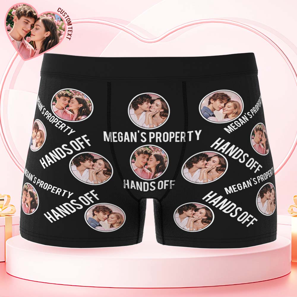 Custom Men's Boxer Shorts Personalized Photo Phrase Boxer Briefs with Name Valentine's Day Gift - GiftlabUS