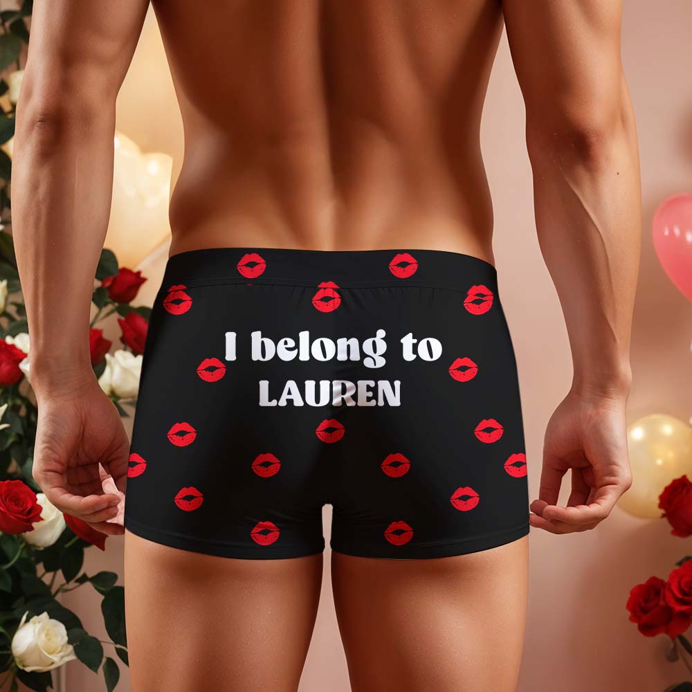 Custom Men's Boxer Shorts Personalized Romantic Boxer Briefs with Name Valentine's Day Gift - GiftlabUS